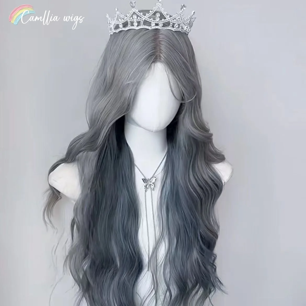 

Blue Wig Princesses Long Body Wavy Glueless Wig for Women Ombre Headband Wigs Natural Heat Resistant Drag Queen Hair