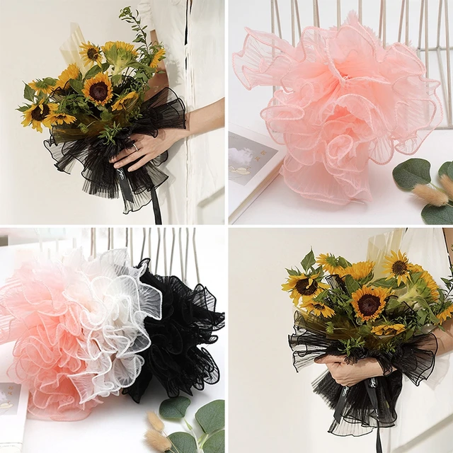 Korean Style Pearl Wave Yarn Flower Wrapping Paper Bouquet Material Floral  Pleated Lace Wrapped Flower Mesh Rose Gauze