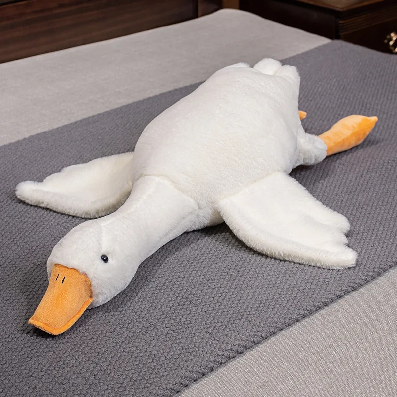 New Arrival Cute Big White Goose Pillow Plush Toy Hug Sleeping Doll Big Doll Girls Bed Sleeping Doll Birthday Gift 90/130/160CM new arrival no zipper kawaii reversible boba plush toys double sided bubble milk tea soft doll pillow christmas gifts for kids
