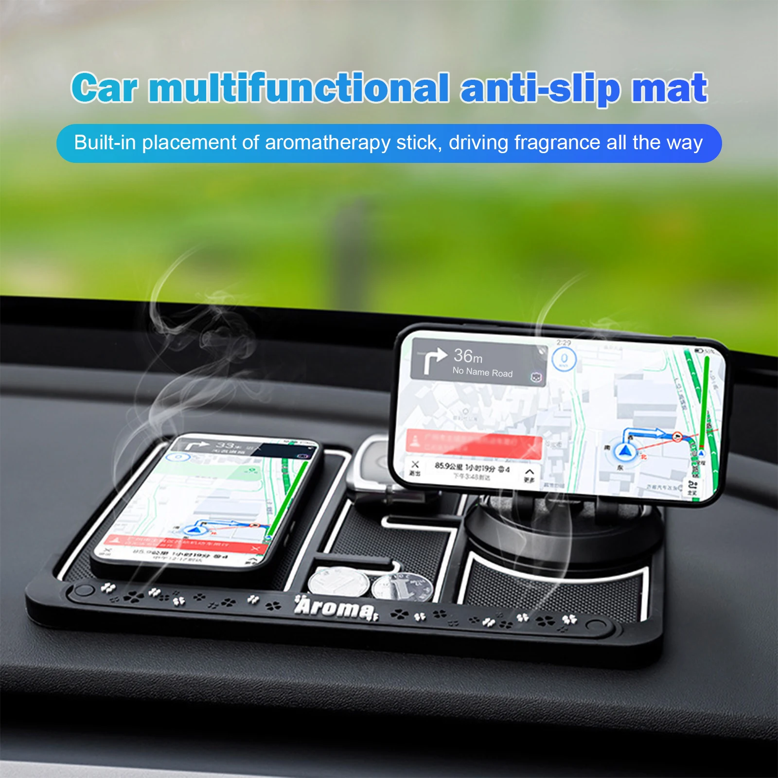 Non-Slip Phone Pad For 4-in-1 Car Multi-Functional Car Anti-Slip Mat Auto Phone Holder 360 Degrees Rotating Bracket