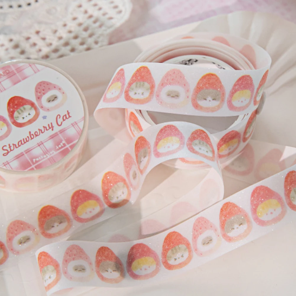 15mm*200cm 케이크 샵 시리즈 카와이 딸기 스파클링 샌드 와시 테이프 크리에이티브 DIY 스크랩북 저널 마스킹 테이프 문구류