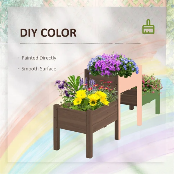 Wooden Planter、Flower shelf,Wood Planter Box-Coffee 5