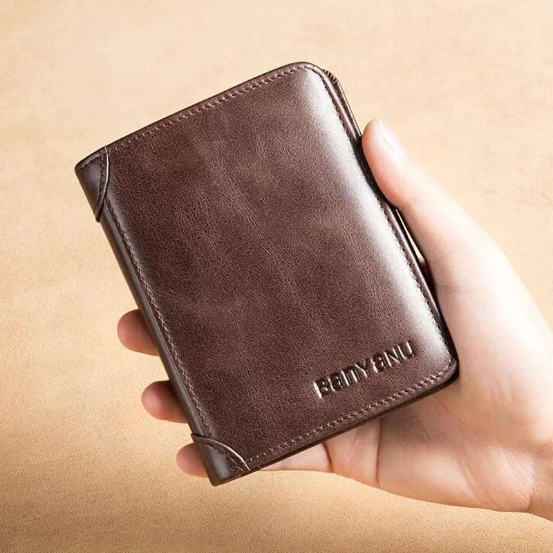 Genuine Leather Trifold Wallet for Men
