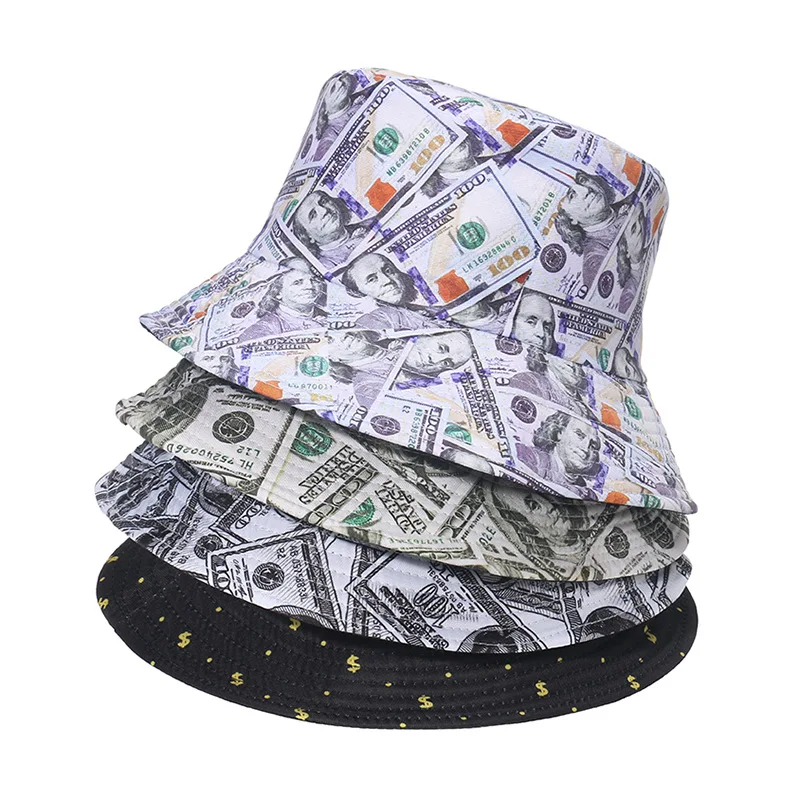 

US Hundred Dollar Bucket Hat Fisherman Cap Fashion Unisex Trendy Travel Hiking Visor Hats Personality Printed Caps