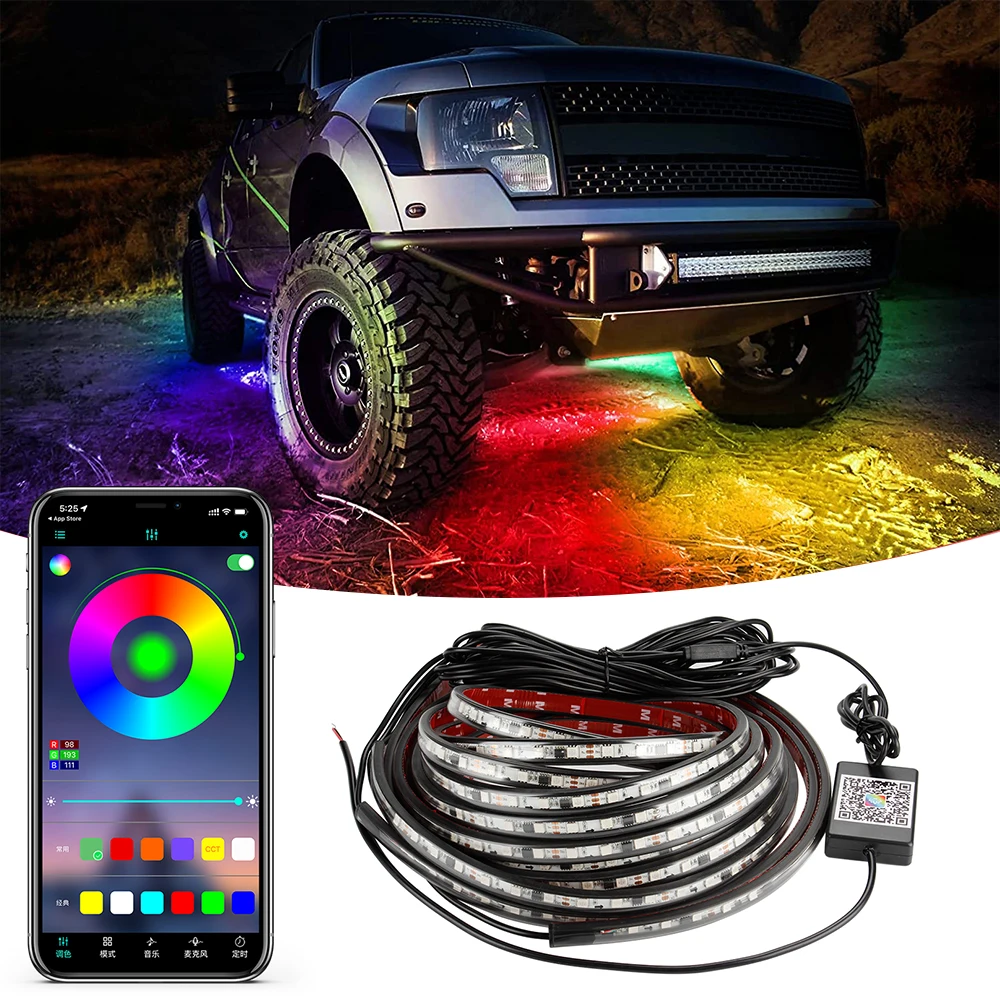 

OKEEN RGB Underglow Lights Colorful LED Automobile Chassi Neon Atmosphere Decorative Lamp Strip With APP Control 12V 24V