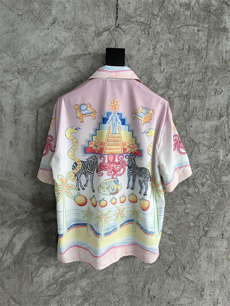 

New Fasion 1:1 Zebra Octopus Casablanca Shirt Men Women Hawaii Beach Silk Shirts