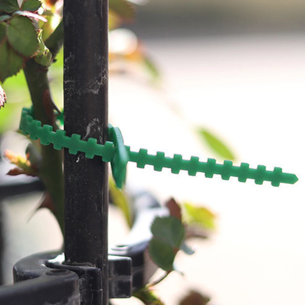 Green Plastic Reusable Floral Wire Cable Ties for Garden Plant Support