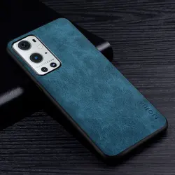 Premium Scratch-Resistant PU Leather Phone Case - Solid Color Cover for OnePlus 9 India (Dark Blue)