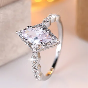 Marquise Stone Luxury Crystal Rings For Women Fashion Gold Silver Color Engagement Ring Bridal Wedding Jewelry Versatile Gifts