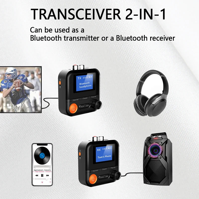 Émetteur Audio Bluetooth Avec écran Numérique - 3,5 Mm - Pour Voiture, Guitare, Smartphone - Latence Réduite