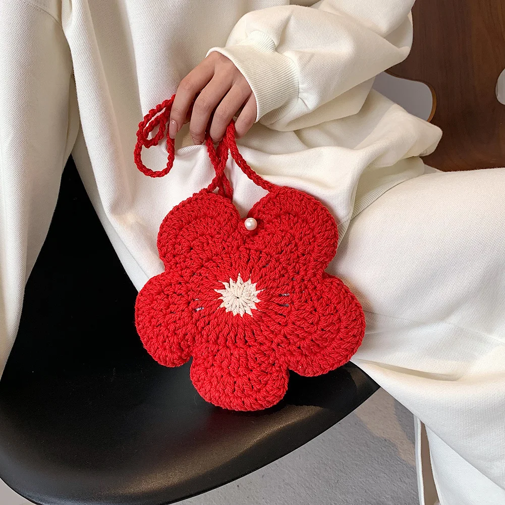 2022 Knitted Flower Crossbody Bag Women Messenger Bags Pure Color Smal