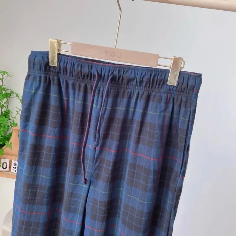 Men's Pants Light Fleece Warm Light Soft Plaid Male Sleep Bottoms Trousers