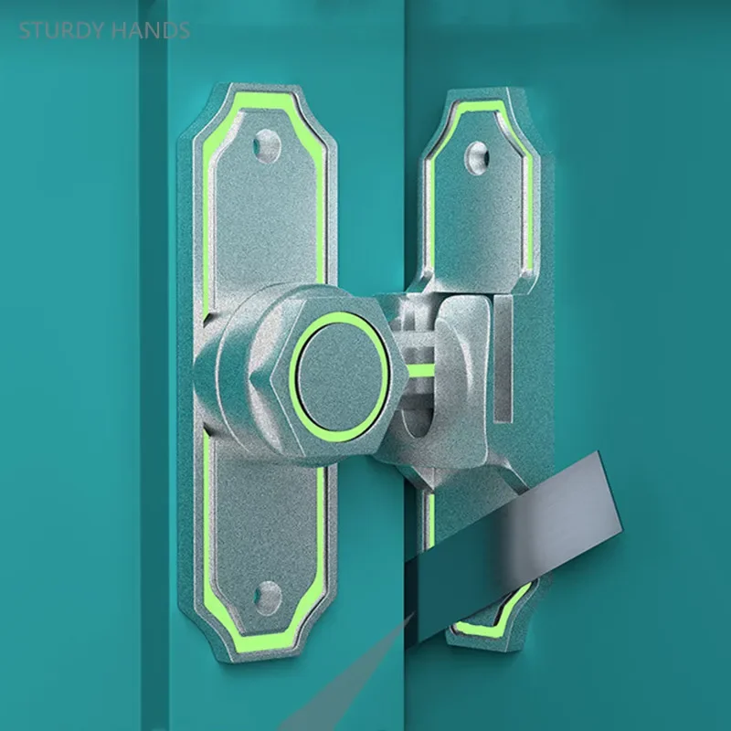 Glow-in-the-dark Door Clasp Zinc Alloy 90/180 Degree Dual-purpose Door Lock Home Barn Sliding Latch Indoor Safety Bolt