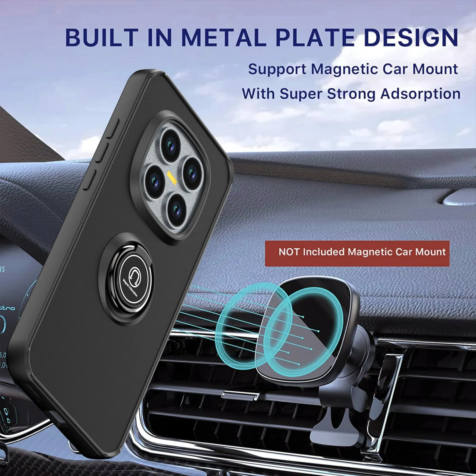 Matte Phone Case with Kickstand - Shockproof Protective Translucent Cover