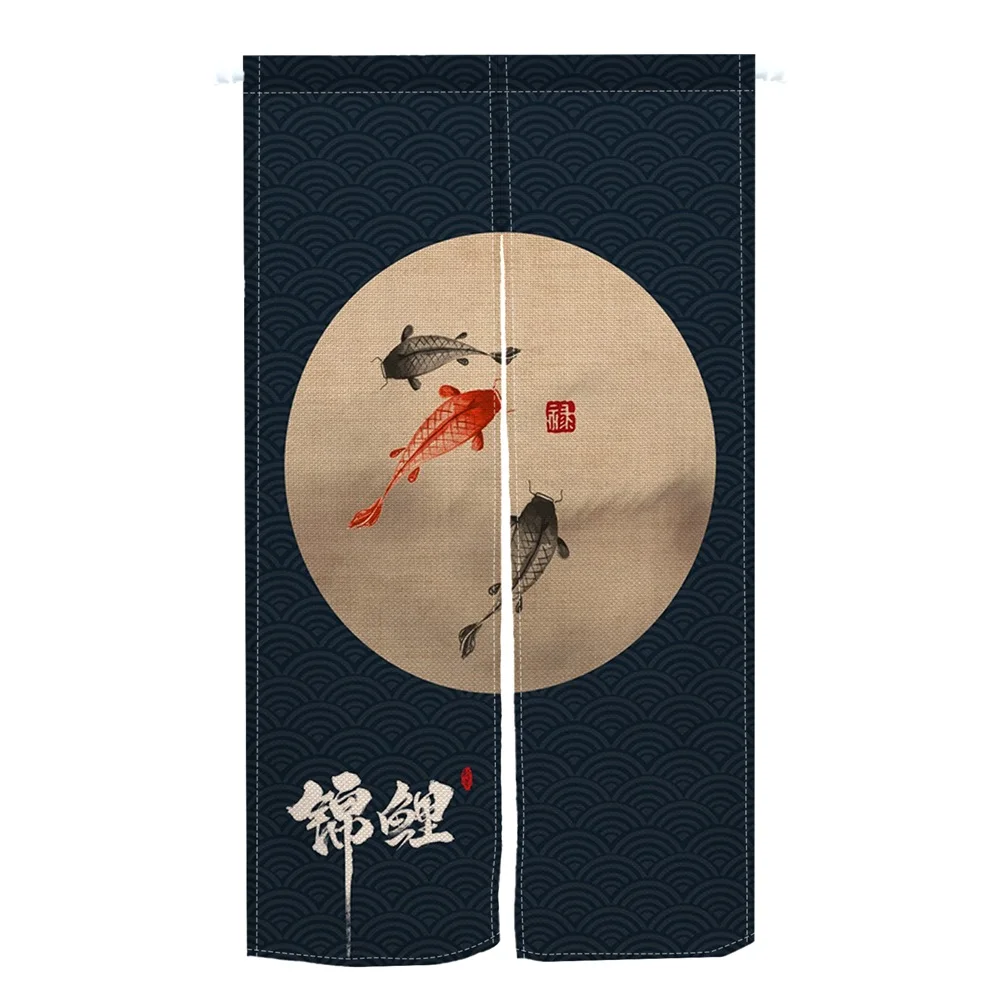 Japanese Creative Koi Split Door Curtain Half Curtain Kitchen Entrance Hanging Curtain Noren Fengshui Curtain Door Decoration 3