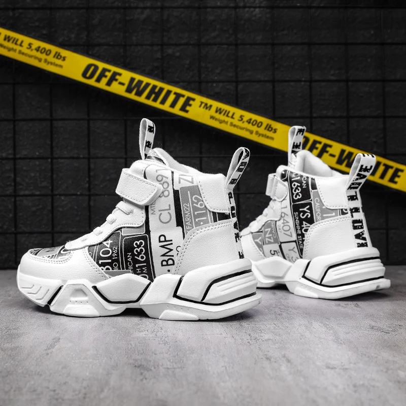 Children Shoes Boy Sneakers Fashion Print Luxury Designer High Top Sneakers Kids Tenis Shoes Boy Sports Casual Free Shipping