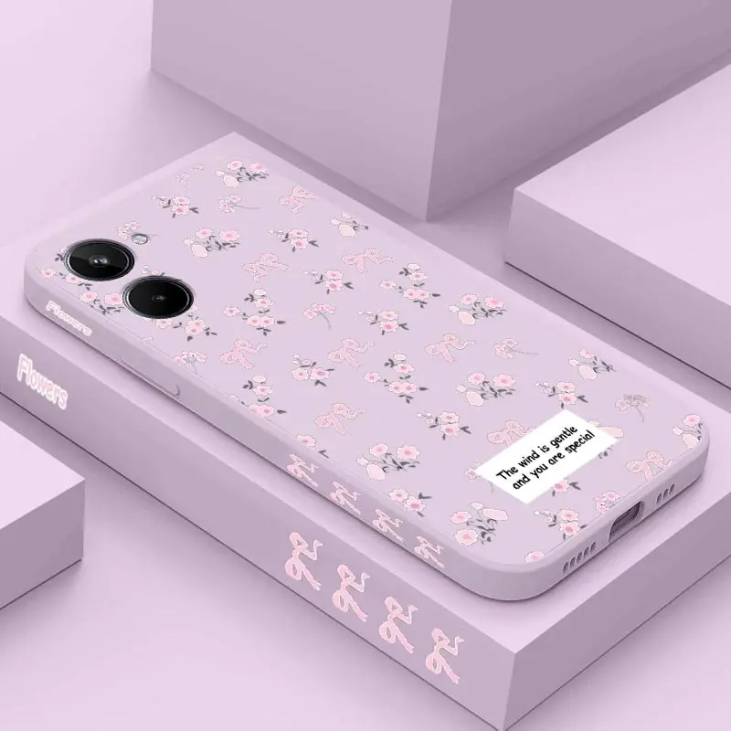 Elegant Pink Floral Silicone Phone Case Cover