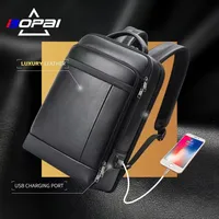 BOPAI Luxury Men Genuine Leather Backpack Business 15.6" Laptop Bags Male Travel Cowhide Backpack USB Large Capacity Backpacks 1