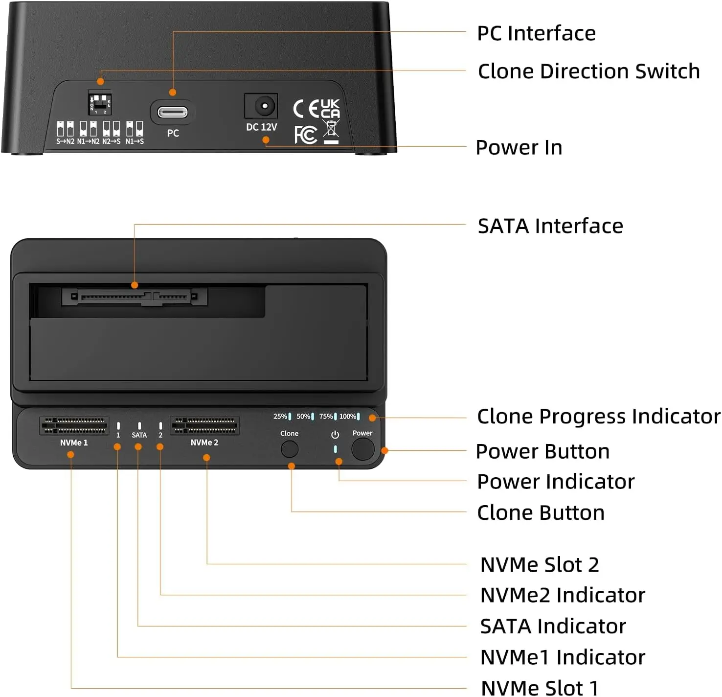 MAIWO 3베이 하드 드라이브 도킹 스테이션 10Gbps, M.2 NVMe SSD 인클로저, 2.5인치/3.5인치 HDD 케이스, PC/노트북용 오프라인 클론 기능 탑재