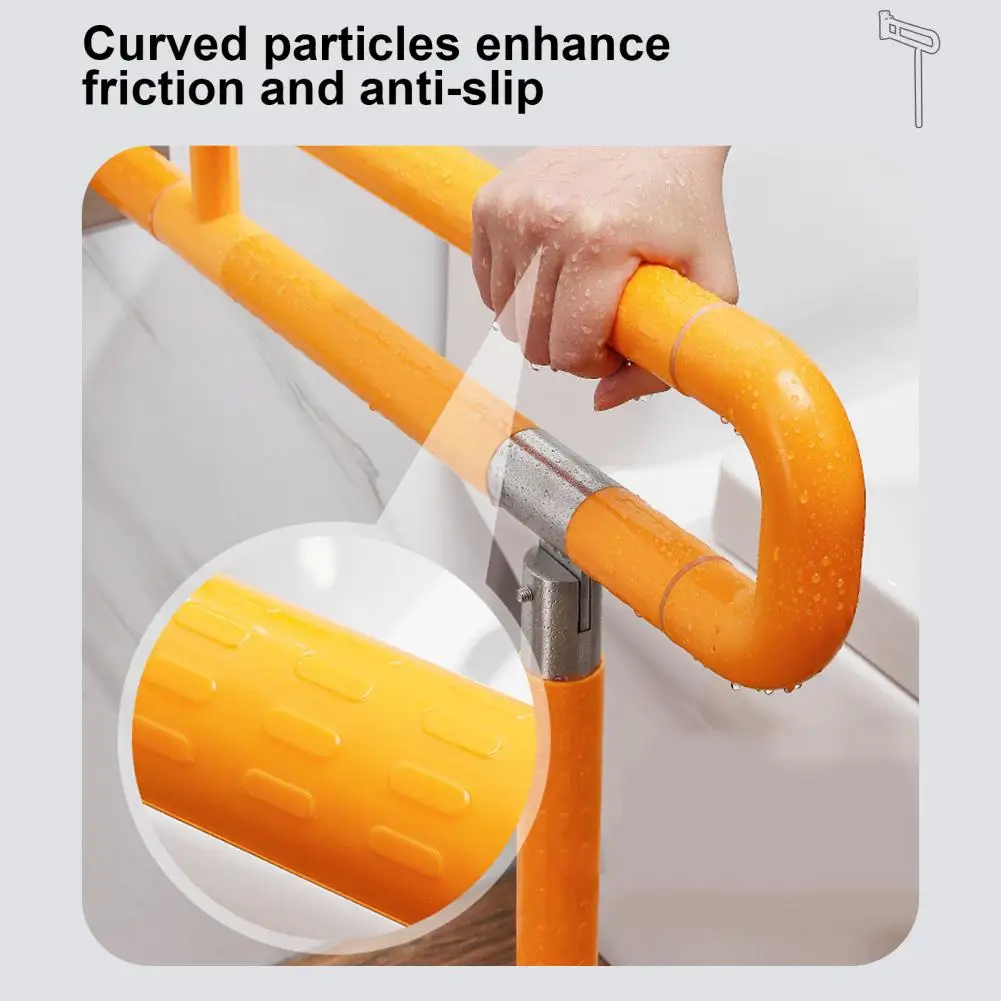 24.4 Inch Handicap Grab Bars, Foldable Toilet Grab, Flip-Up Toilet Safety Rail, Foldable Grab Bar With Particle Texture