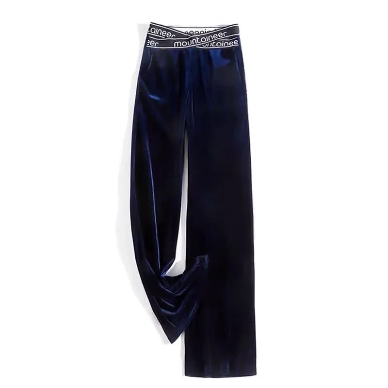 Golden Velvet Wide-leg Pants For Women In Autumn And Winter Are Loose And Slim. Straight Micro-trumpet Fashion Casual Pants.