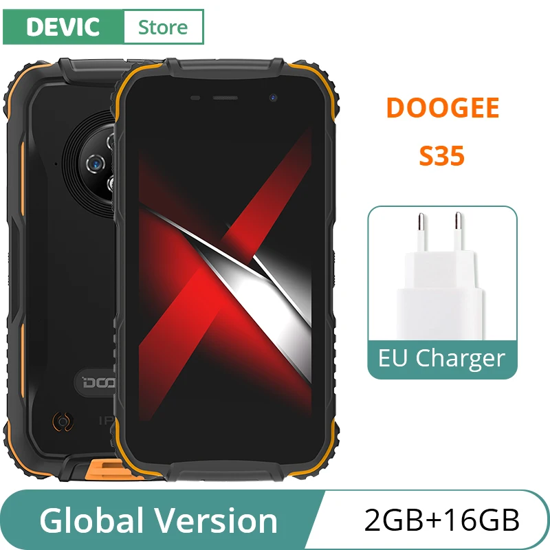 

Смартфон DOOGEE S35 в усиленном корпусе, тройная камера 13 МП, четырехъядерный процессор MT6737V, 2 + 16 ГБ, аккумулятор 10 Вт, 4350 мАч