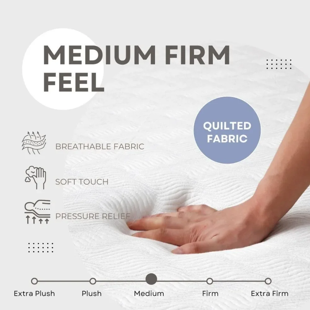 10” Gel Memory Foam Mattress, Twin Size/Bed in a Box/Medium Firm/Breathable Cooling-Gel Comfort Technology/Pressure Relief 6