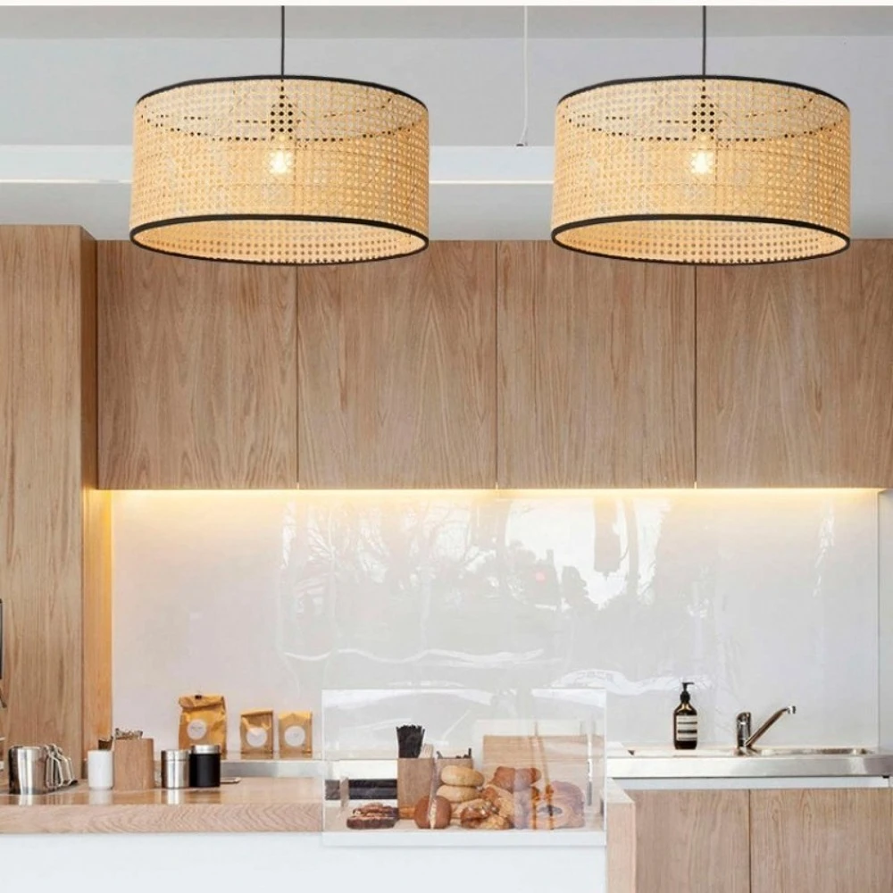 40cm Modern Rattan Chandelier Japanese Style Bamboo Restaurant Lamp Bedroom Living Room Southeast Asia Led Light Led Light E27