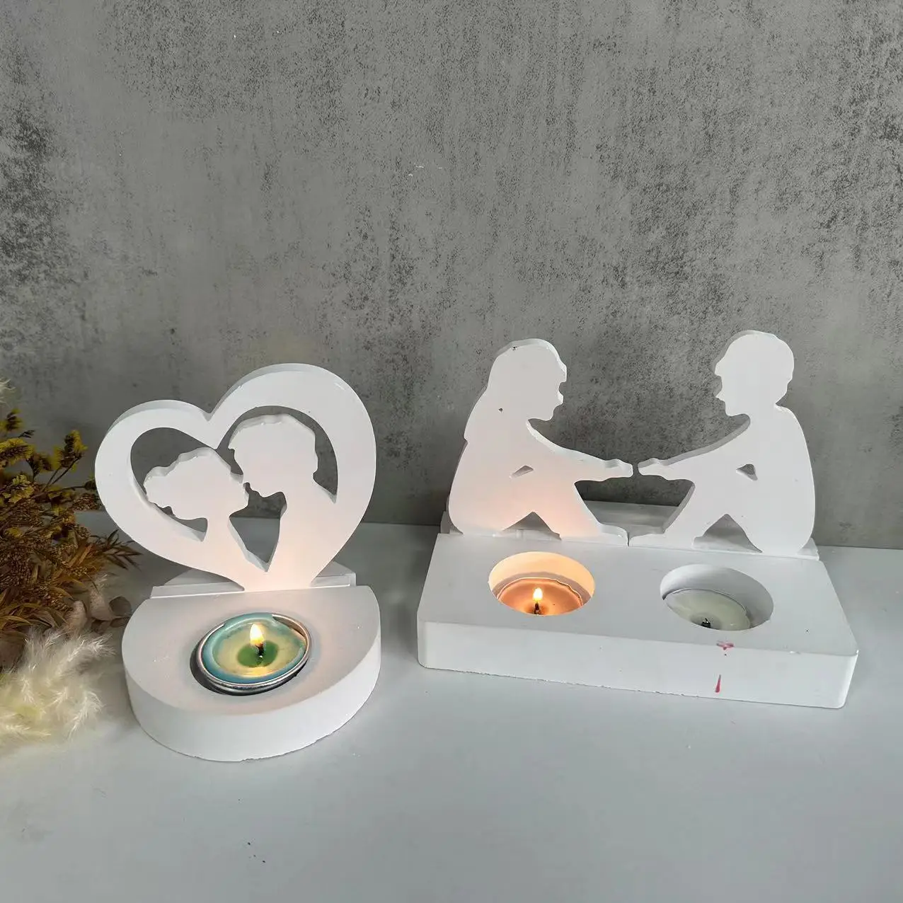 Fai Da Te Decorazione Di San Valentino Stampo In Silicone Portacandele In Cemento Cemento Gesso Candeliere Stampo Town Tea Light Home Decor
