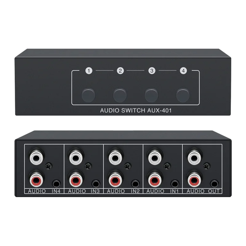 Audio Switcher 4 in 1 RCA AUX Stereo Audio Selector 4