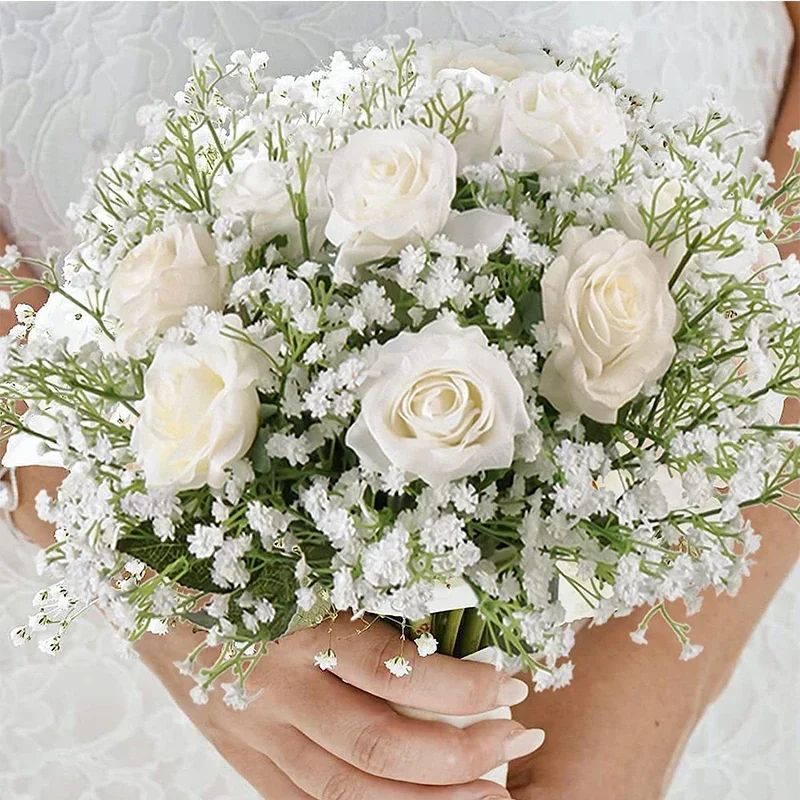 Artificial Baby Breath Flowers White Gypsophila Bouquets 18 pcs Real Touch  Flowers for Wedding Party Home Decoration