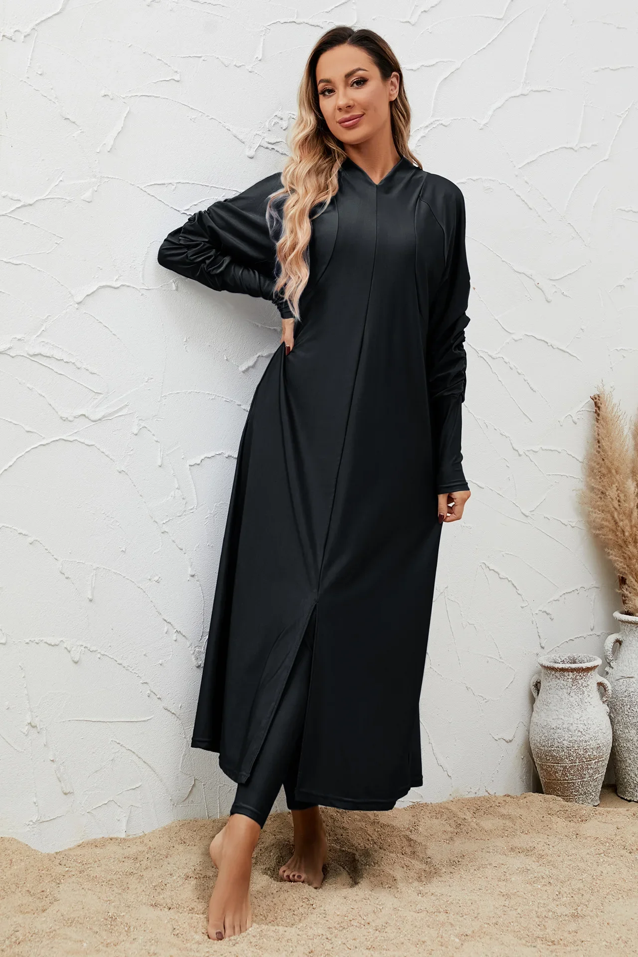 KXCFCYS Trajes De Baño Musulmanes Para Mujer De Cobertura Completa, Traje De Baño Islámico Burkini Modesto Traje De Baño, Negro