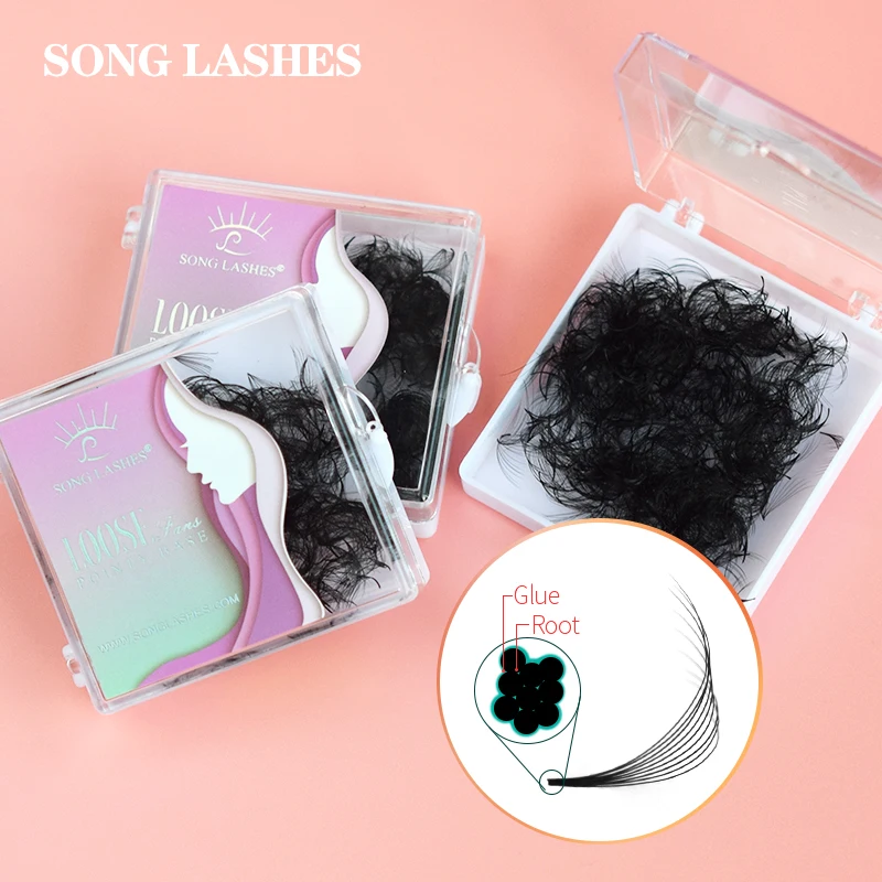 Song Lashes  Sharp Narrow Stem  loose fans volume russe  Lash Slim Thin Pointy BaseVolume Fans Lash Eyelashes song lashes 3d to 16d fans sharp slim narrow stem premade volume fans loose thin pointy base russia volume eyelashes extensions