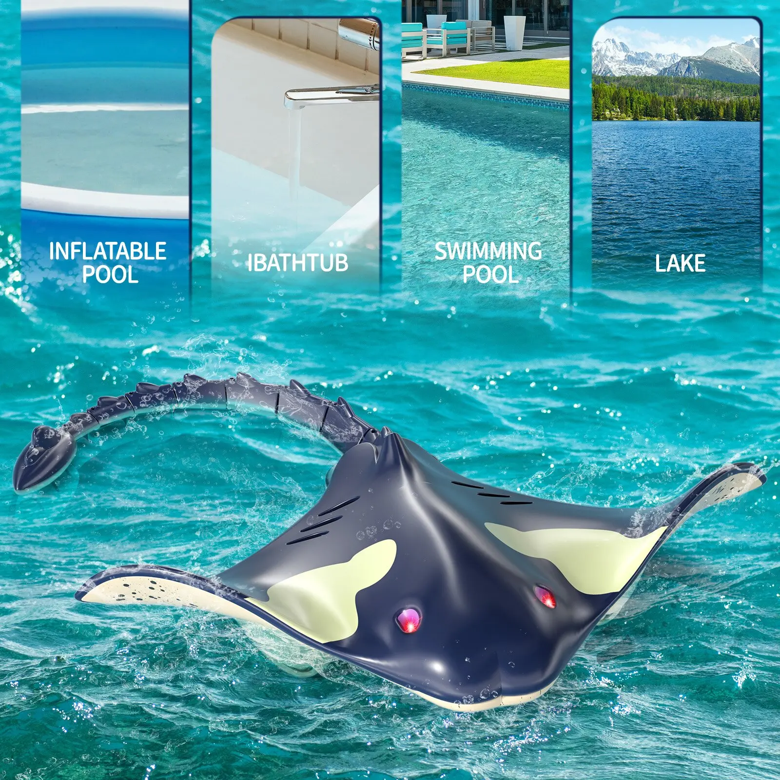 Remote Control Toy High Simulation Devil Ray for Pool Bathroom Great Gift Boat Toys for 3+ Year Old Boys and Girls 6