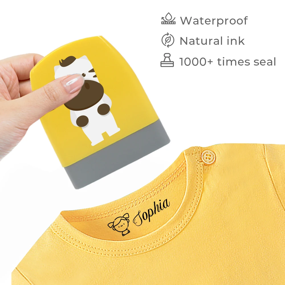 Cartoon Animals Name Stamp for Clothing Kids Personalized Stamp for Kids Students Clothes Book