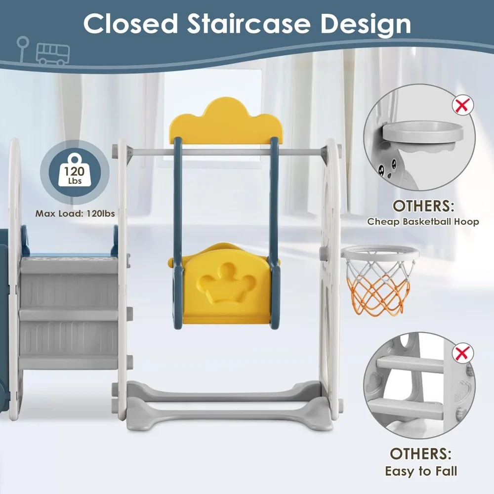 5-in-1 Toddler Slide & Swing Set 3