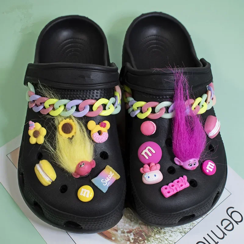 2023 New Croc diy accessories Shoe buckle Magic hair elf cartoon troll doll  shoe flower decorative chain - AliExpress