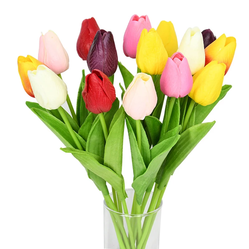 Elegant Tulip Artificial Bouquet - Realistic Faux Flowers for Wedding and Home Decor (Set of 10)