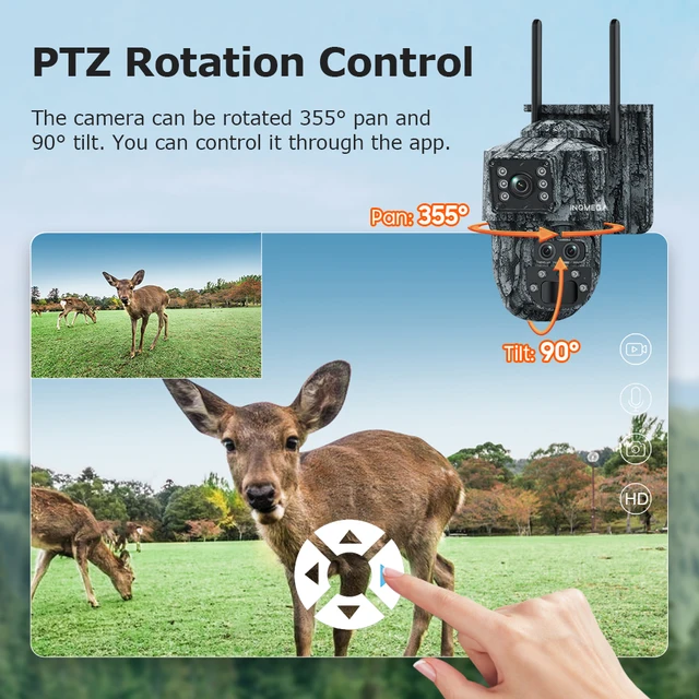 Solar Camera Outdoor 12MP 6K Dual Screen WIFI / 4G SIM Monitor IP66 PIR Human Detection Security Camera Camouflage Forest Ubox 6