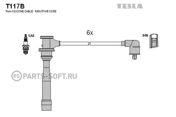 TESLA T117B Провода высоковольтные комплект Saa Fe I Sona IV Tucson 2.5/2.7L 06.1998 - 03.2010 | Автомобили и