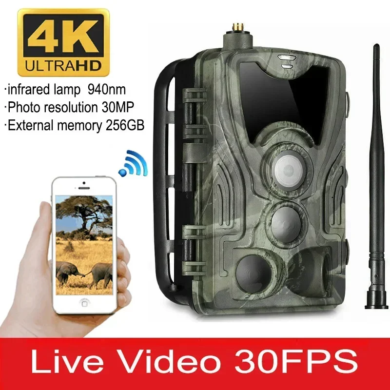 

HC-801ULtra 36MP 4G Free APP Cloud Service Trail Camera 4K Live Broadcast Wildlife Hunting Surveillance Stream Media Cameras