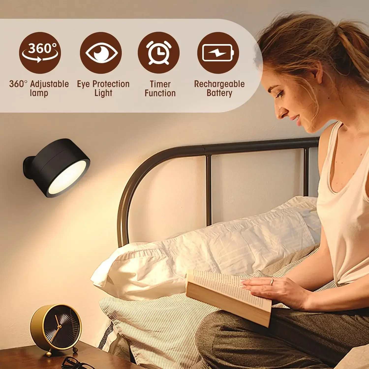 รูปสินค้า ไฟติดผนัง LED ปรับสีได้ 3 สี ชาร์จ USB ห้องนอน