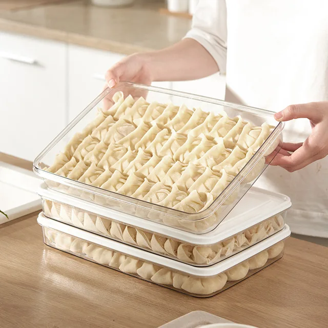 Fagyasztott Gombóc Doboz Hűtőszekrény Élelmiszer-Minőségű Nagy Kapacitás Gombóchűtő Konyhai Ételek Friss Tároló Wonton Tárolódoboz - Image 5