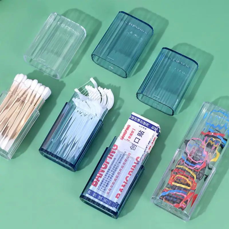 

Household Storage Supplies Cotton Swab Storage Box Portable Travel Toothpick Band-aid Box Small Object Transparent Storage Box