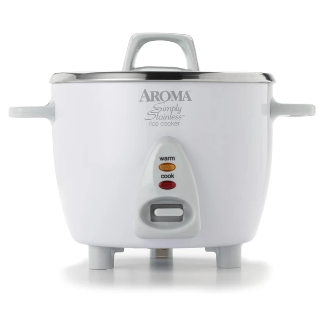 Aroma Stainless Steel 4-Cup Rice Cooker - Perfectly Prepares 2-8