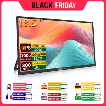 HGFRTEE 18.5inch 100Hz Portable Monitor With VESA Hole Stand PC Gaming Extended Display ADS-IPS Large screen Support Type-C HDMI