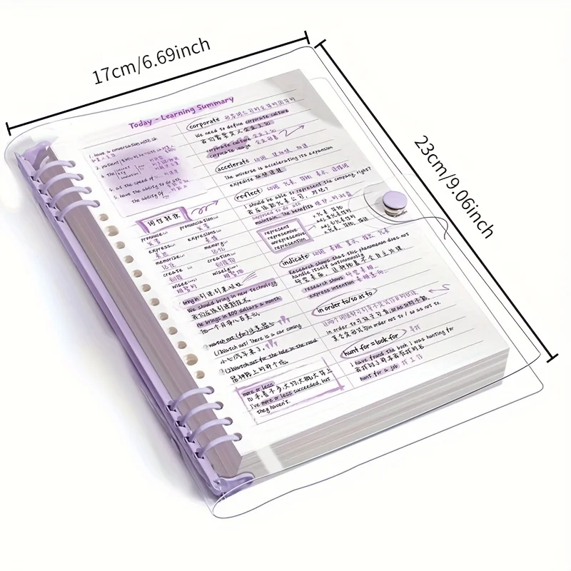 Loose Leaf Notebook with Detachable Cover, Clear A5 PVC Binder Refillable Journal for School, Office, Writing Planner - 3