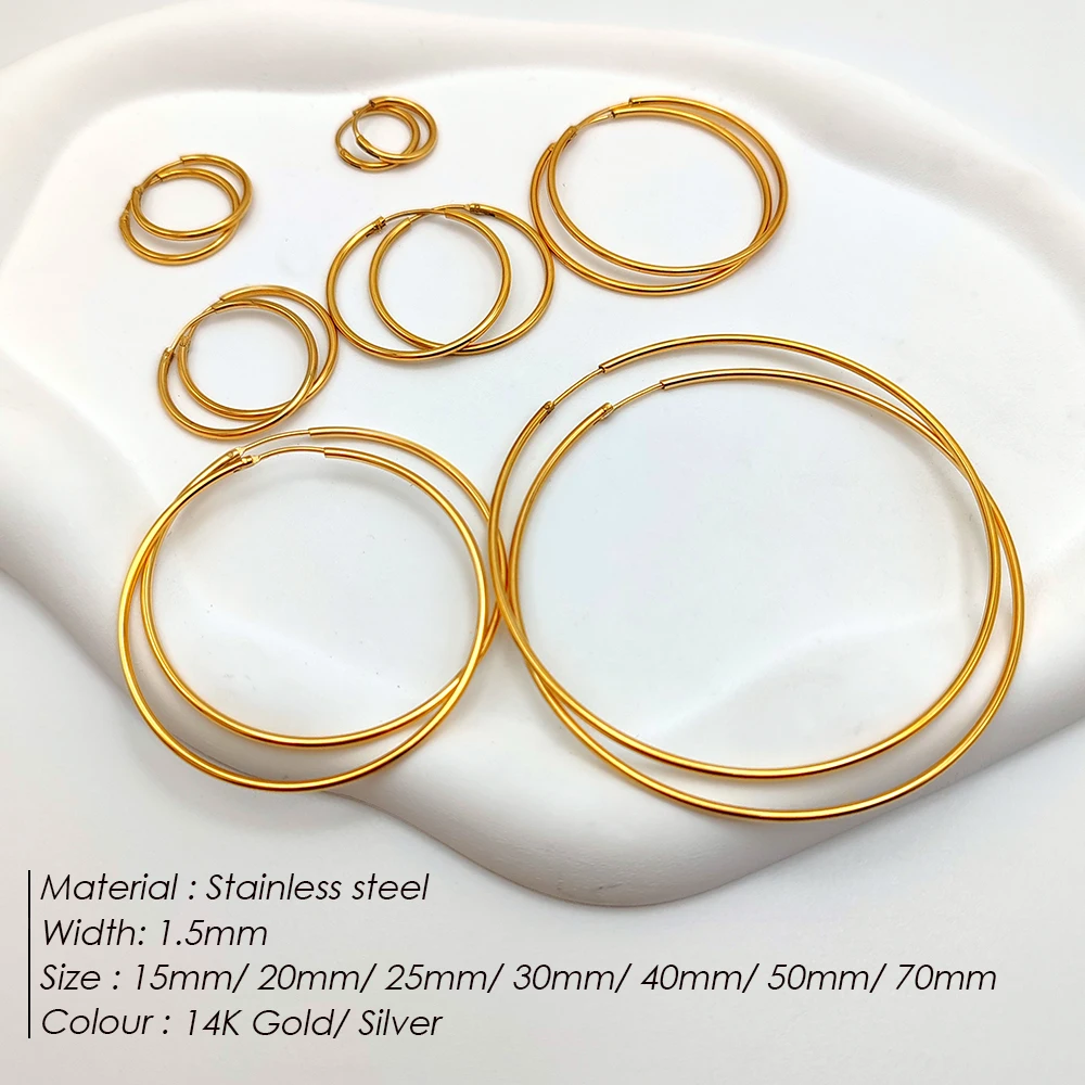 Earrings Fashion Gold Size Circle Women's Jewelry Accessories Classic Stainless Steel