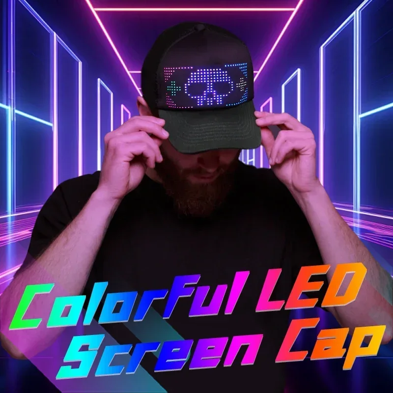LED Glowing Hat 5V LED Matrix Scrolling Text Display Message Pattern Programmable APP Multilingual Disco Party Cool Baseball Cap led light led modules led module