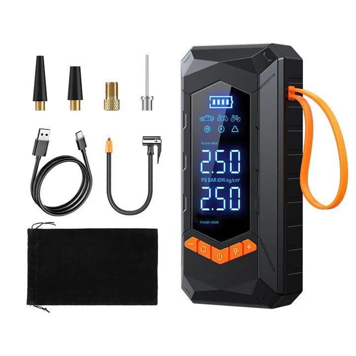 Compressore d'aria portatile wireless per auto, gonfiatore automatico per pneumatici, batteria grande da 6000 mAh, per veicoli, moto e biciclette